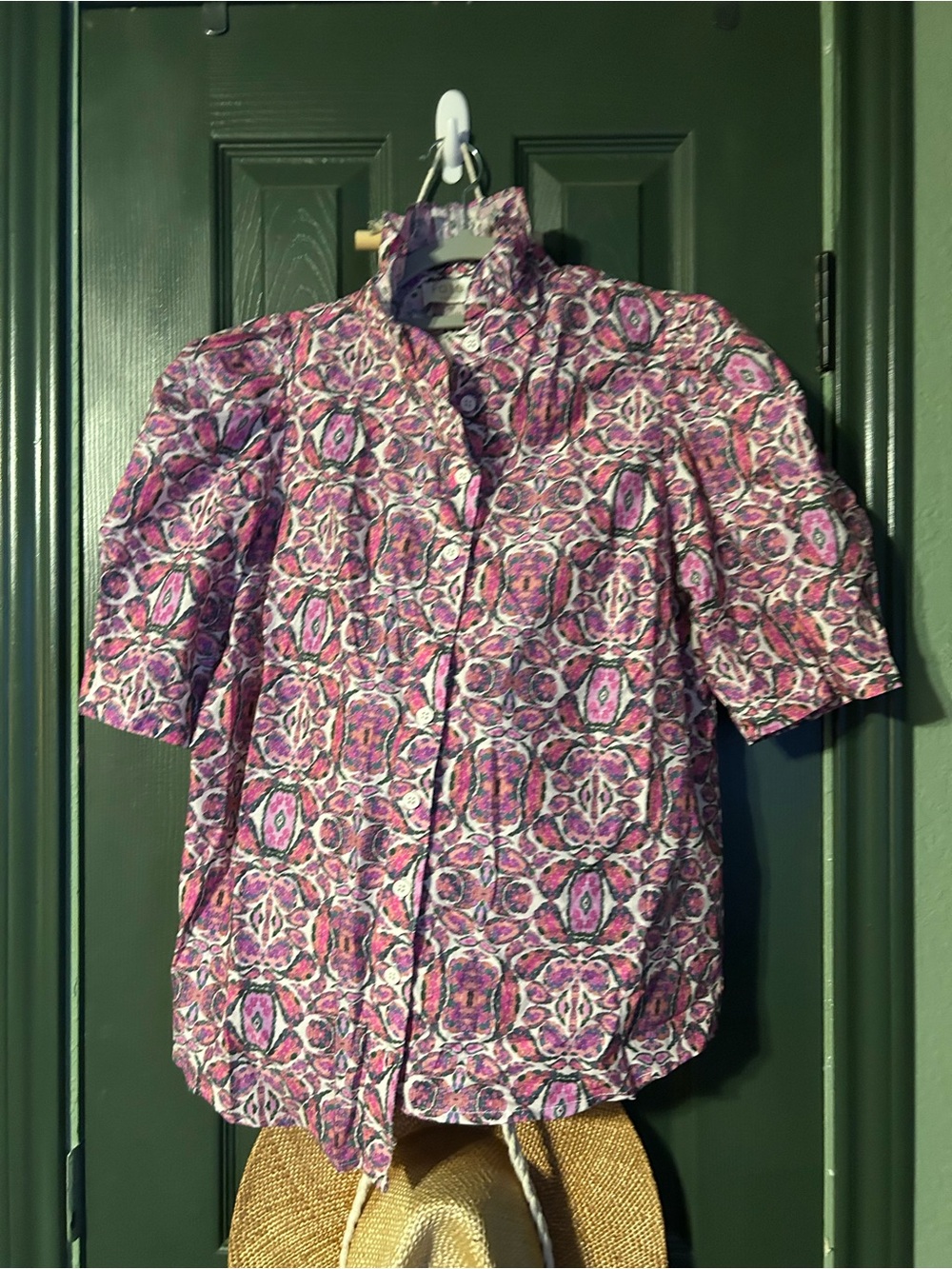 Fate Floral Button-Up Shirt in Pink and Green - Picture 2 of 3